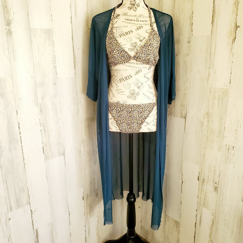 NWOT CLASSIC STRING BIKINI & MESH DUSTER COVER UP